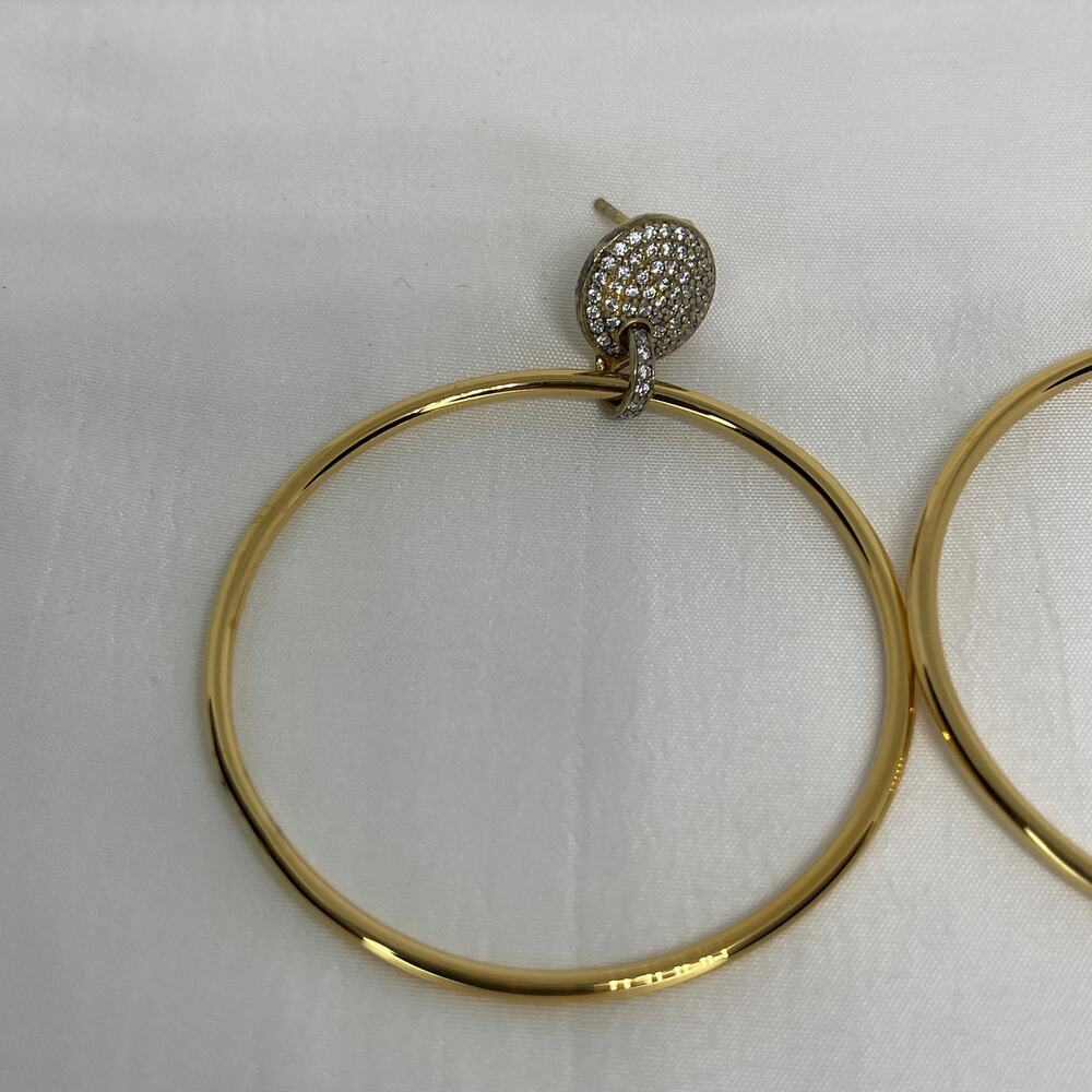 Michael Kors 14K Gold Vermeil Hoop Earrings CZ Statement Chic Women's Fashion - Picture 11 of 16